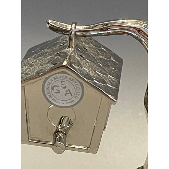 Godinger Salt and Pepper Shakers Silver Plate Metal Tree Hanging Birdhouses - Picture 3 of 5